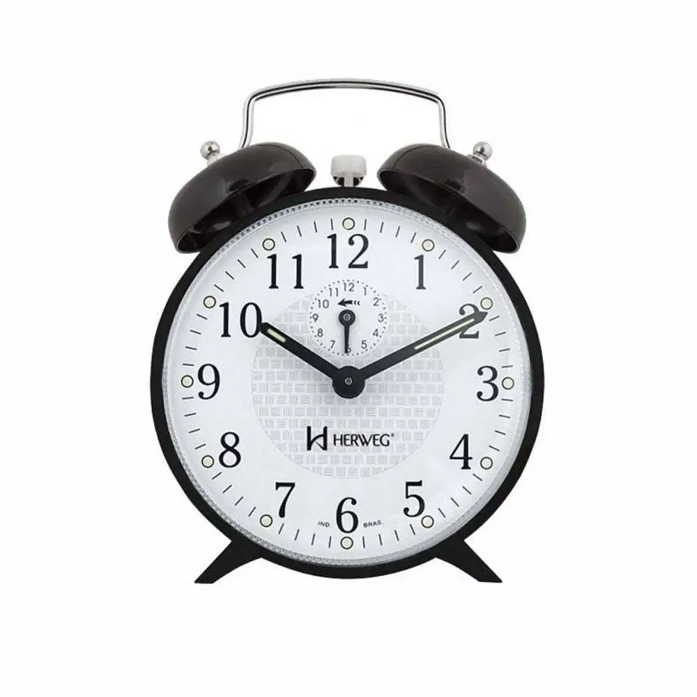 Retro Style String Analog Alarm Clock Decorative High Bell Herweg 2206 Model Black