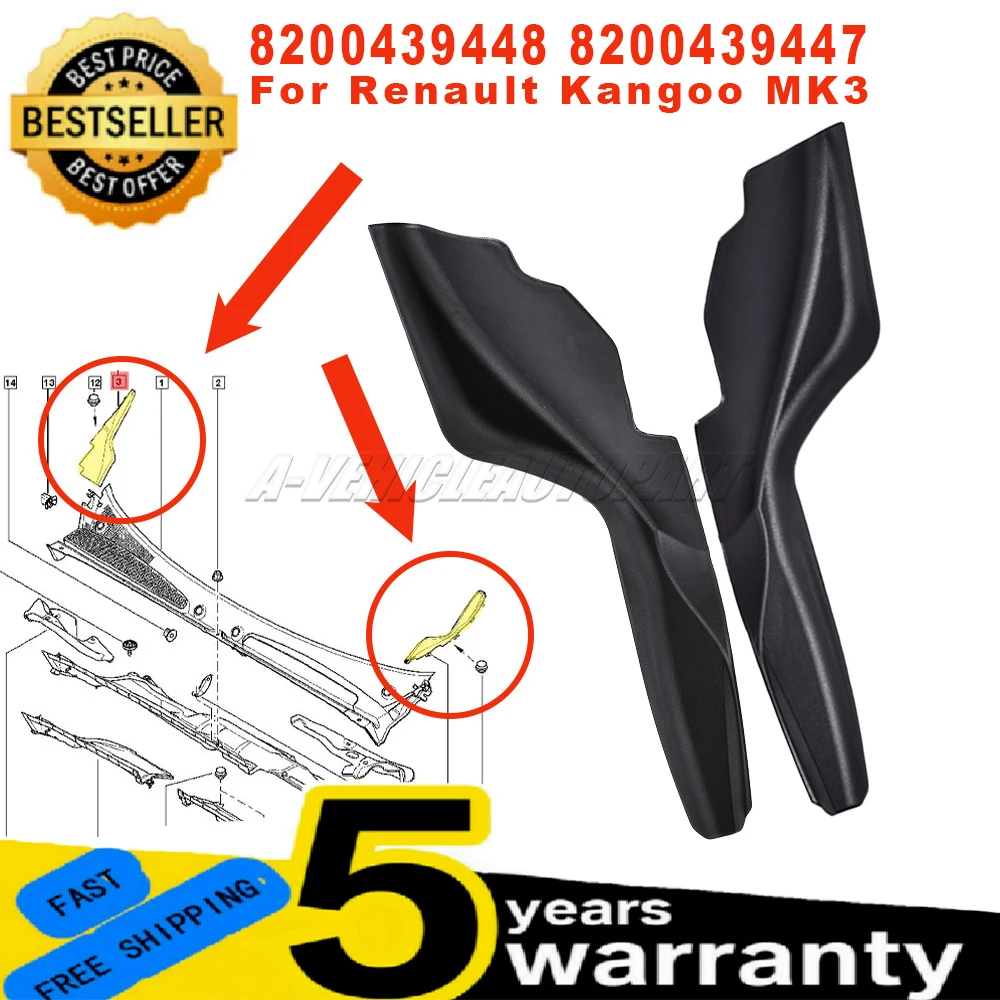 For Renault Kangoo MK3 2021-2025 8200439448 8200439447 New Windscreen Lower Grill Cowl Side Cover Left Right Car Accessories