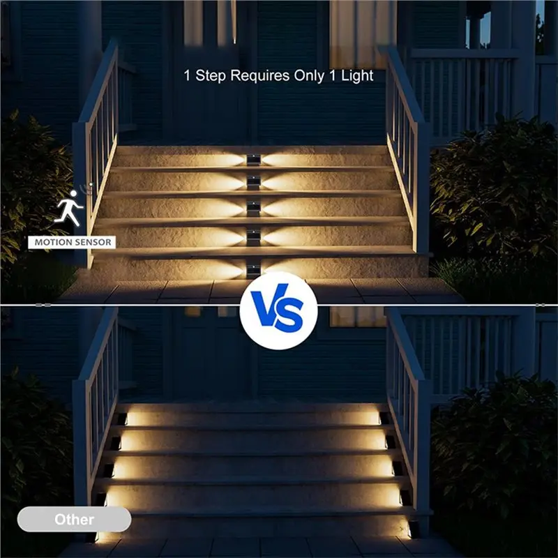 [HOT!A34R】 Motion Sensor Solar Step Lights,RGB Double-Sided IP67 Waterproof Outdoor Decor For Stairs Fence Yard Deck 2 Pack