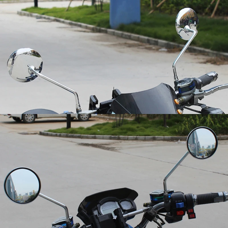 Universal Motorcycle Rearview Mirrors ABS Retro Round Chrome Side Convex Mirror for Honda Hornet 600 Shadow VT750 Benelli TNT150 view 3