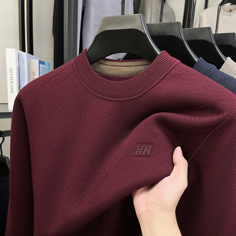 رجل جودة عالية طويلة الأكمام تريكو الصوف مبطن سميكة الخريف الشتاء الساخن الكورية نمط هود سترة موضة ملابس رجالية دافئة #3