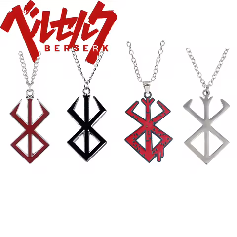 Anime Berserk Red Logo 1997 Necklace Guts Slave Brand Logo Pendants Cosplay Props Gift For Men Women Backpack Jewelry