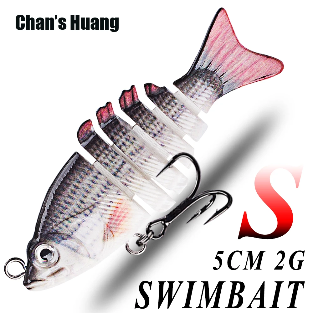 

Chan's Huang 1PCS Mini Bass Perch Swim Bait Tackle 6 Segments Sinking Fishing Lures 5CM 2G Small Artificial Swimbait Wobbler