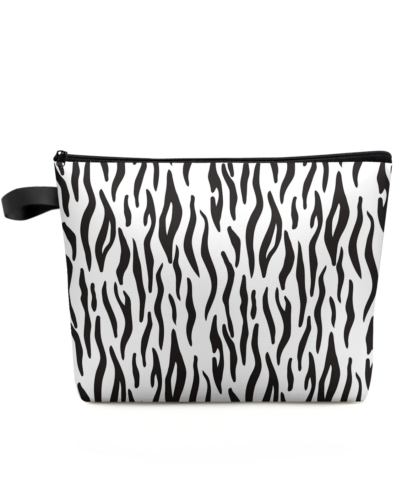 

Animal Skin Texture Zebra Black White Makeup Bag Pouch Travel Essentials Women Cosmetic Bags Organizer Storage Pencil Case