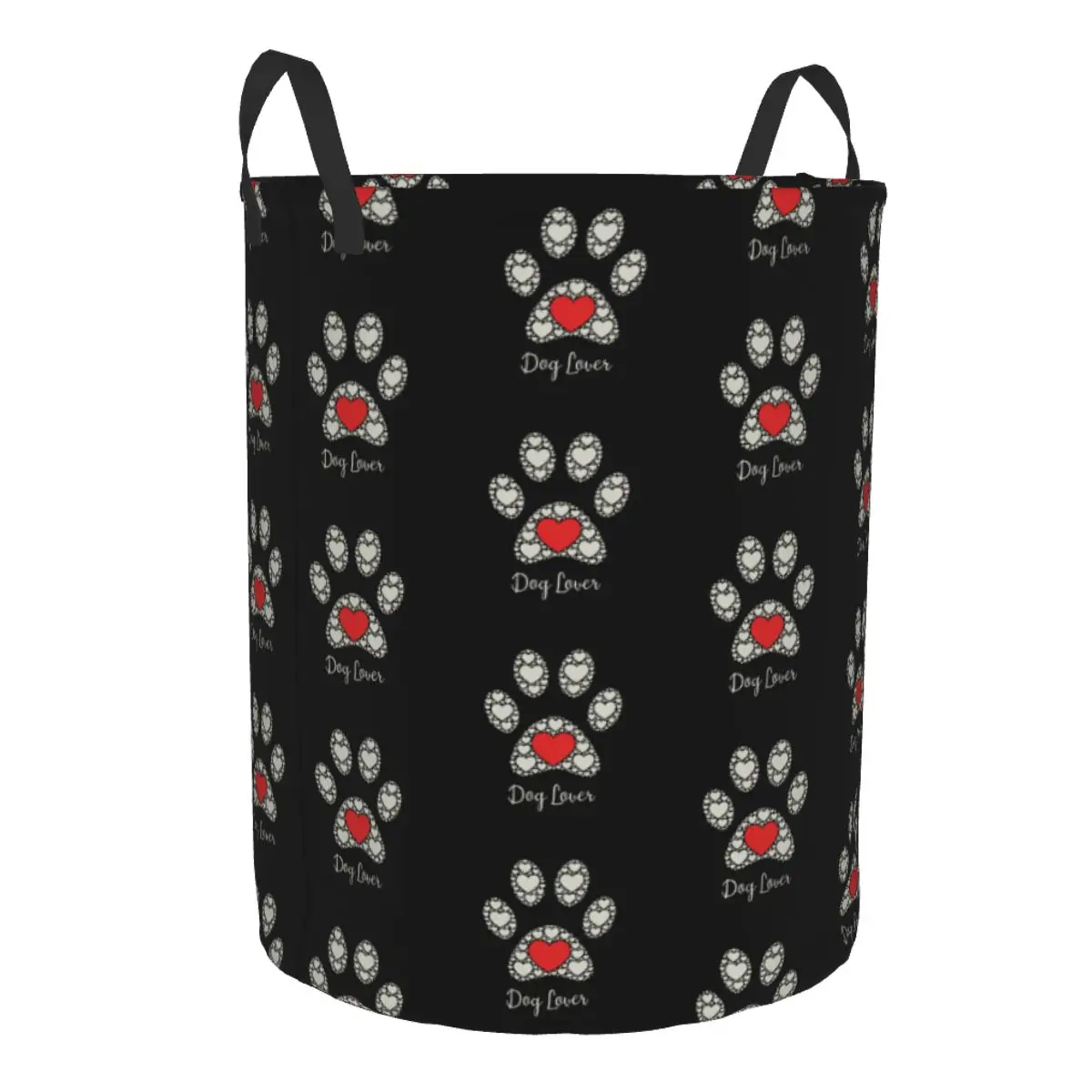 Custom Dog Lover Pet Paw Heart Laundry Basket Collapsible Large Clothing Storage Bin Baby Hamper