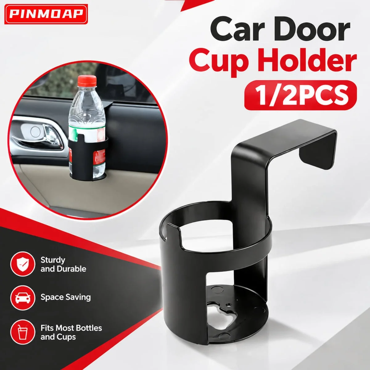 PINMOAP Hanging Car Door Cup Holder Universal Vehicle Drink Holder Space Saving Interior Organizer Fit For Cars Trucks SUVs