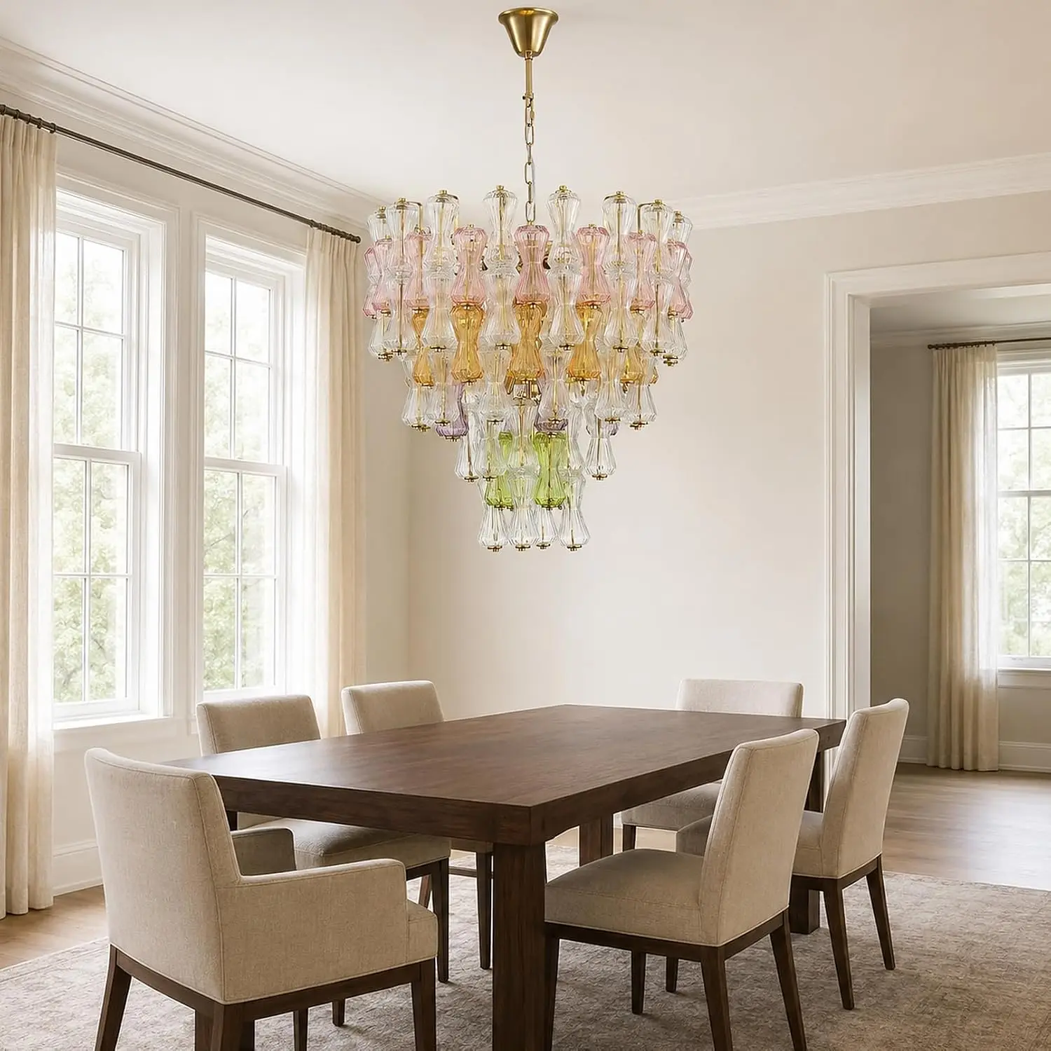 Murano Hourglass Glass Chandelier for Living Room Bedroom Restaurant Modern Italian Glass Chandelier Indoor Lighting Fixture