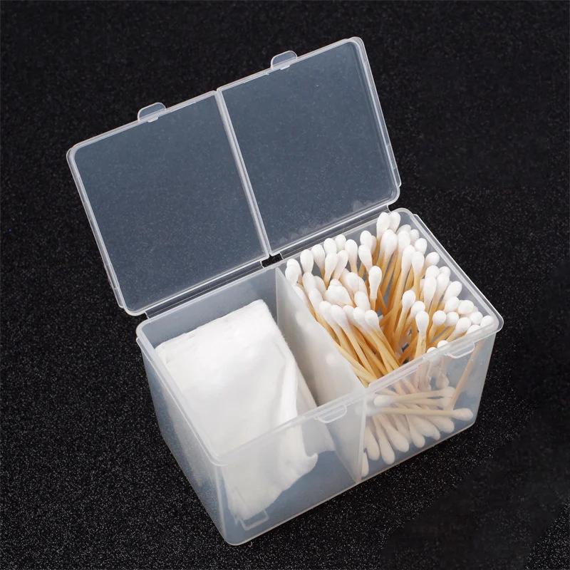 Hot Sale 1pc Nail Storage Box Double Grille Dust Proof Belt Cover Cotton Sheet Napkin Storage Box Nail Accessories Finishing