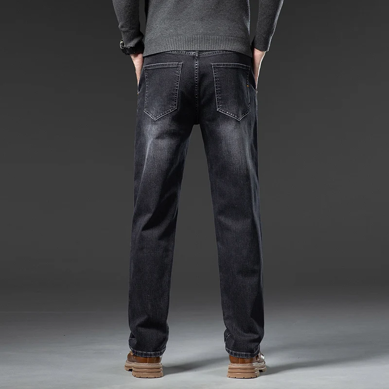 メンズジーンズ 春秋冬新作 ストレートストレッチ メンズビジネスデニムパンツ