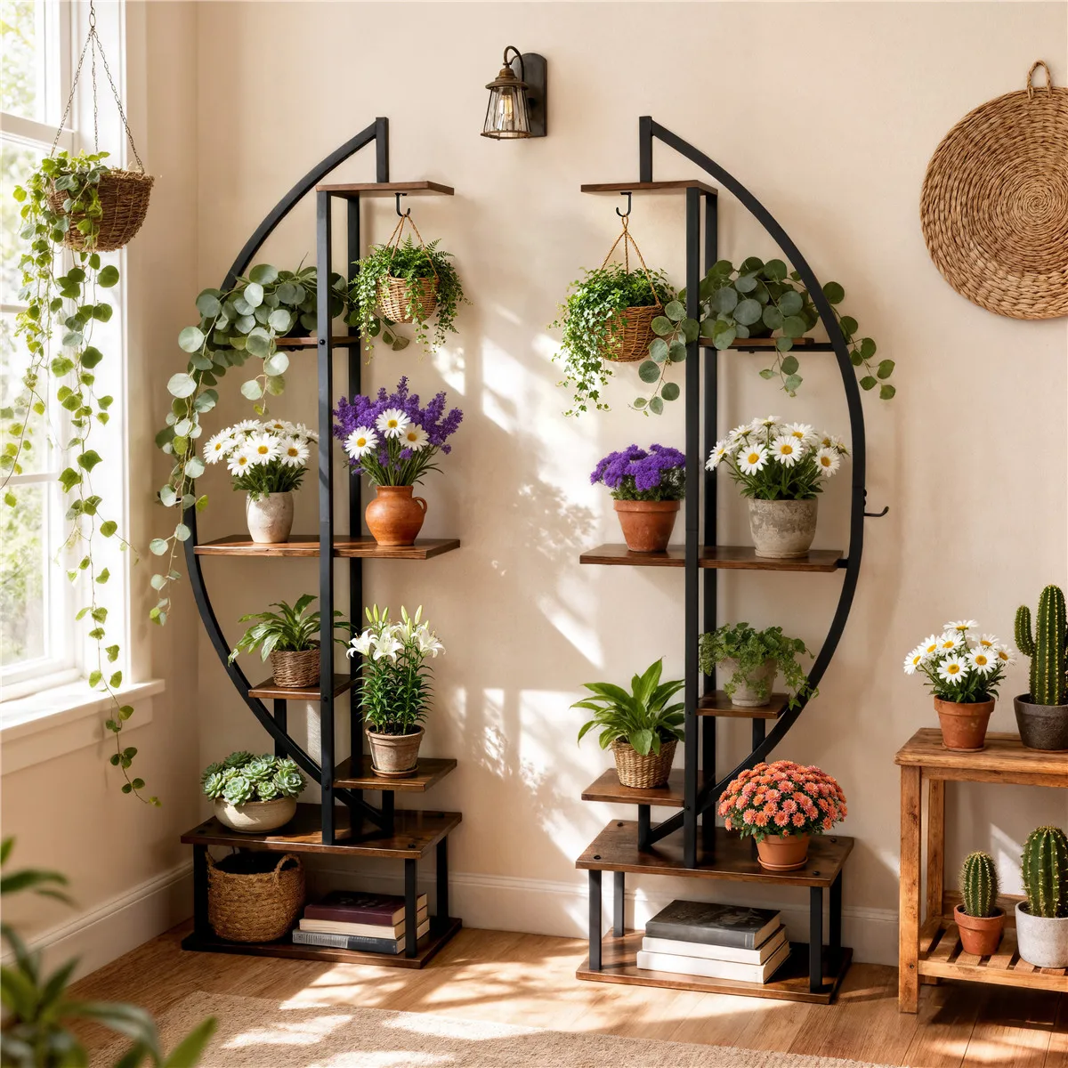 Tree-Shaped 9-Tier Plant Stand, Tall Vertical Garden Shelf for Indoor Plants, Vintage Industrial Display Rack for Living Room, Corner, Balcony