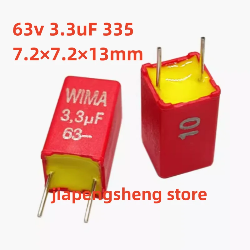 (5PCS) New original authentic German WIMA 63v3.3uF 335 audio fever film capacitance accuracy 5% volume 7.2×7.2×13mm