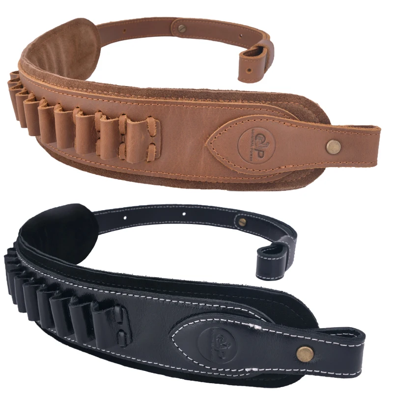 OP Genuine Suede & Leather Rifle Sling Shotgun Ammo Loop Bullet Strap For .357 .30-30 .30-06 .45-70 .308 .22LR 12GA .17HMR