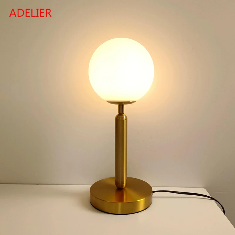 Glass Ball Table Lamp Luxurious Living Room Office Bedroom Bedside Light Night Postmodern Reading Lamp Home Decorative