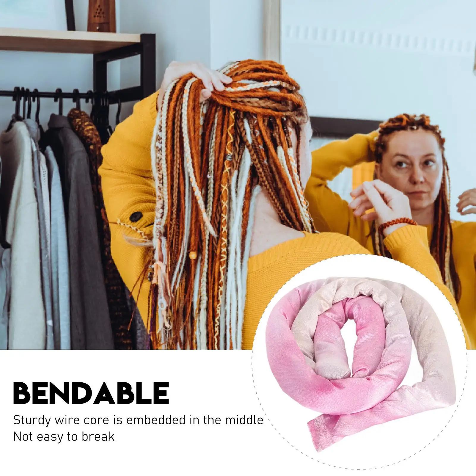 Adjustable Bendable Dreadlocks Hair Tie - Fashionable Spiral Lock for long Hair, Perfect for music Festivals - Tie Dye Style