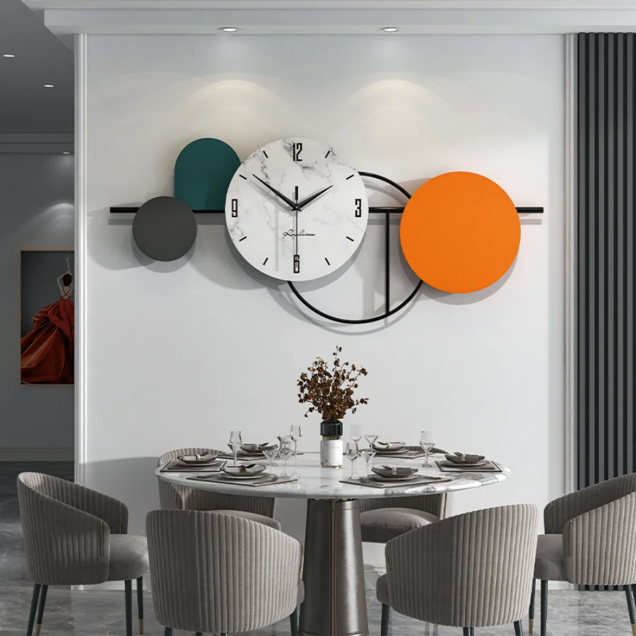 Art Deco Wall Clock Living Room Gift Orange Unique Wall Clock Home Nordic Round Modern Design Fashion White Reloj Room Decor