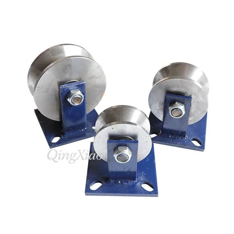 Heavy 45# Steel U Type Track Wheel Pulley Sliding Door Guide Wheel Wire Rope Tube Guide Fixed Pulley - view 3