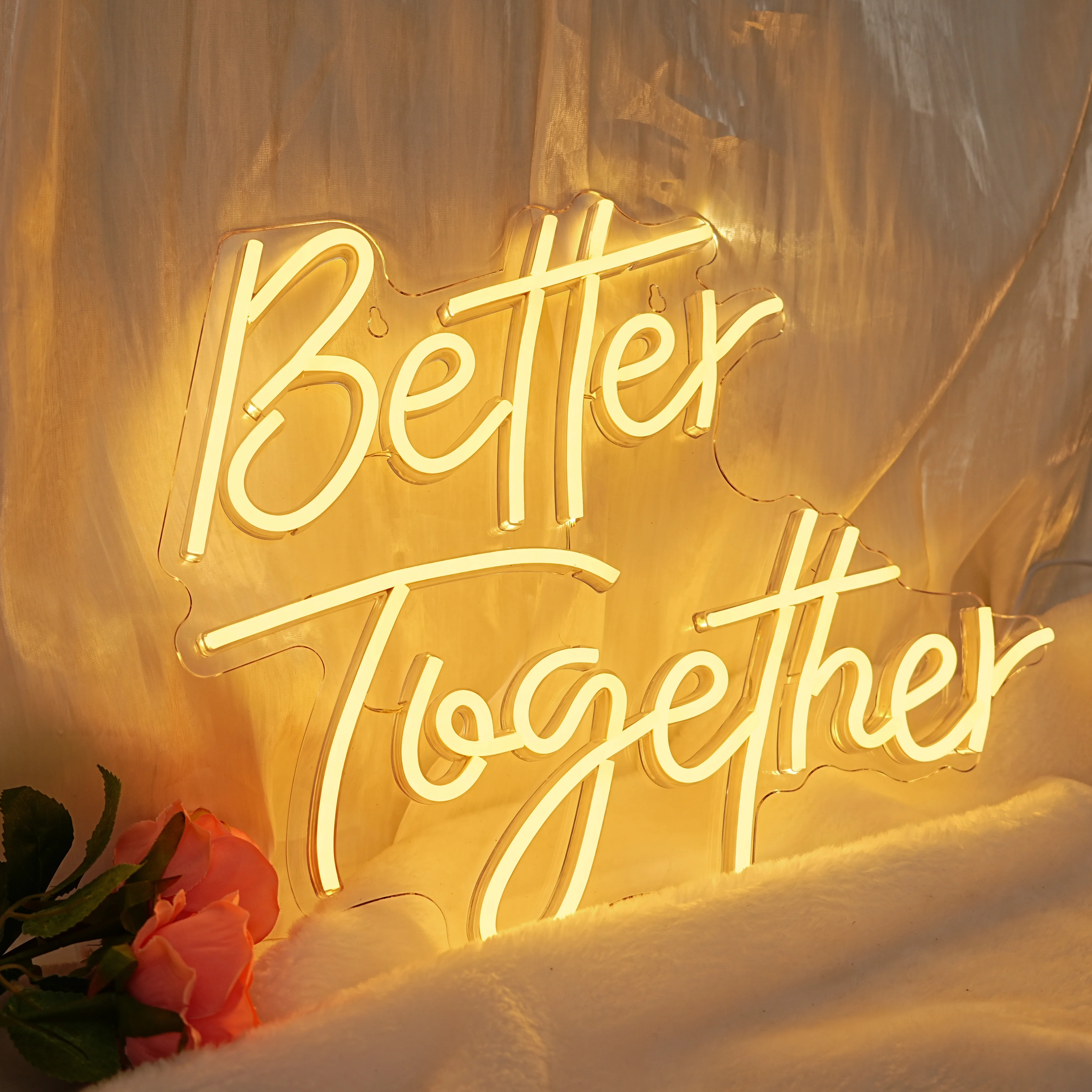 'Better Together' Neonschild Weiße LED, Acryl-Neon Perfekt für Hochzeiten, Romantische Erklärungen, Partys, Heimdekoration, Geschenke und Heimdekor-Enthusiasten.