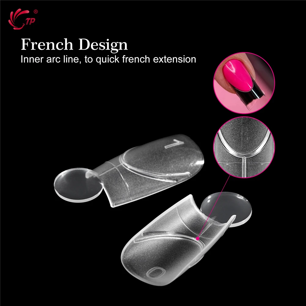 TP 140Pcs Matte Nail Dual Forms with Inner French Line Reusable Full Cover UV Gel Acrylic Nail Art Mold for French Manicure Tool