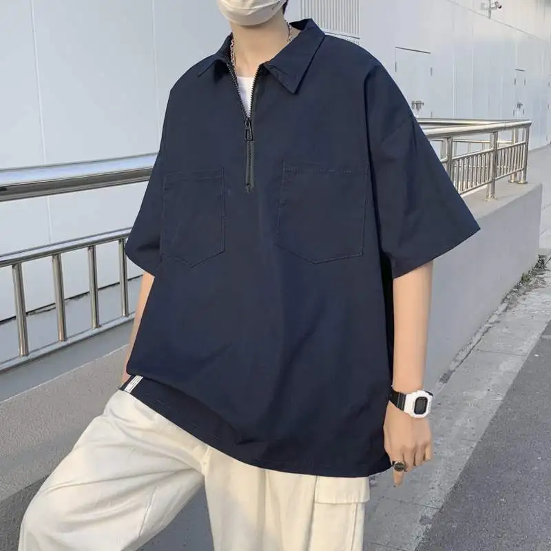 

Men's Loose Fit Short Sleeve Shirt Summer Thin Style Half Sleeve Outerwear Fashionable Casual Workwear plus Size Slim Fit