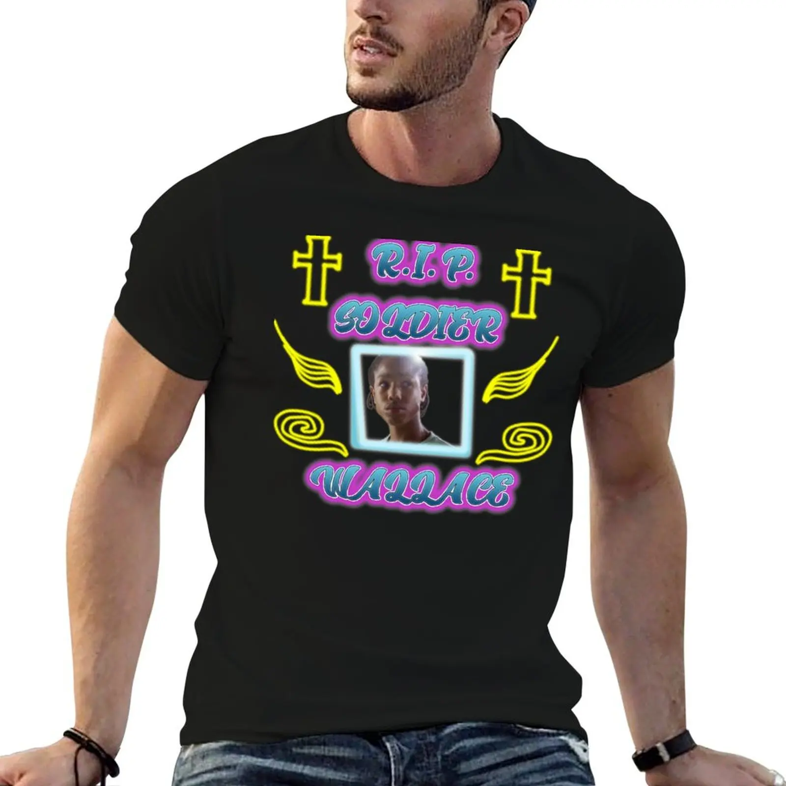 R.I.P. Wallace The Wire Memorial Airbrush T-Shirt Lightweight Casual Summer T-Shirt