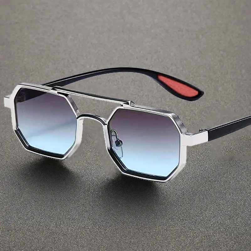 

Metal Frame Cyberpunk Sunglasses For Men Polygon High-End Sense UV Resistant Big Face Driving Specific Sunglasses Trendy