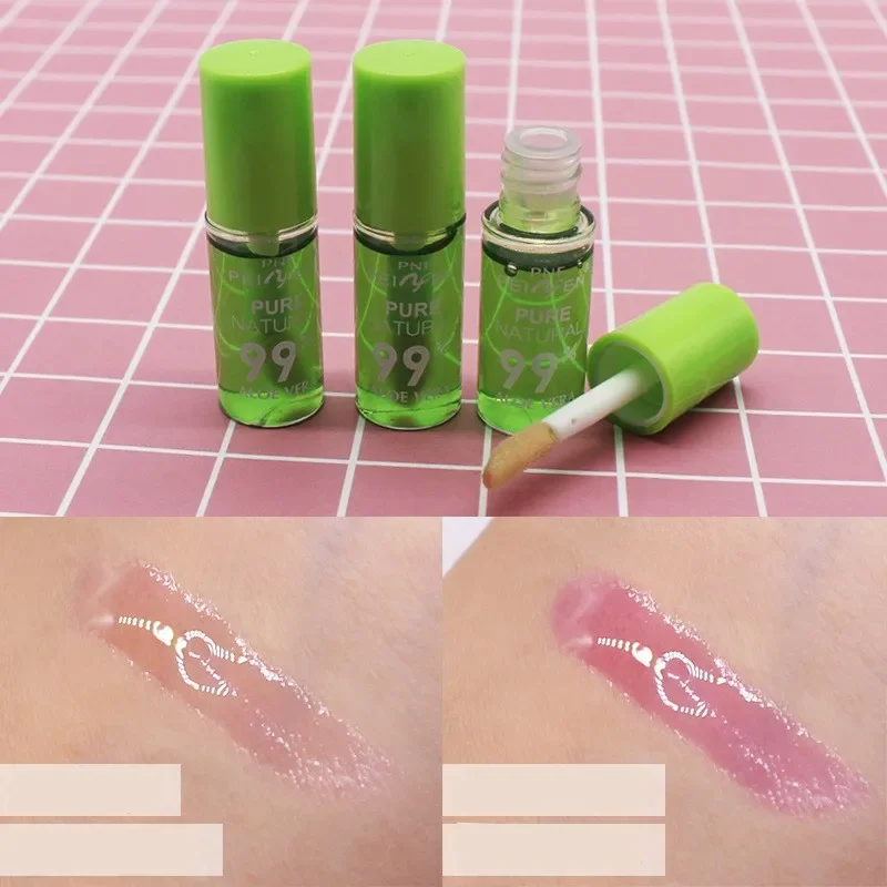 1PCS Moisturizing Natural Aloe Vera Color Changing Lip Gloss Portable Waterproof Long Lasting Nutritious Lips Care Lipstick