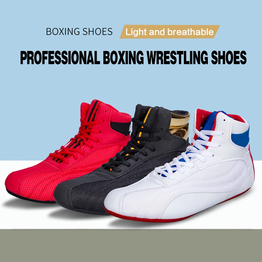 Boxing Shoes Comprehensive Training Shoes Strength Weightlifting Boxing Fighting High Help Men Women Adult Children's Sanda
