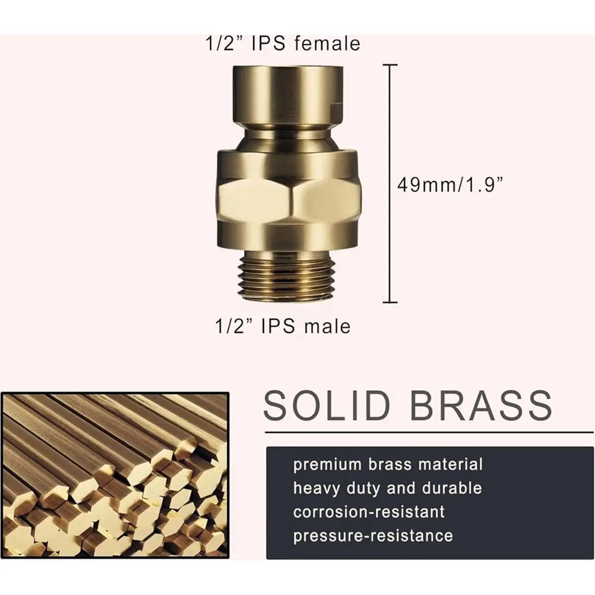 

A20I Solid Brass Shower Head Swivel Ball Adapter, Adjustable Shower Arm Extension Sho