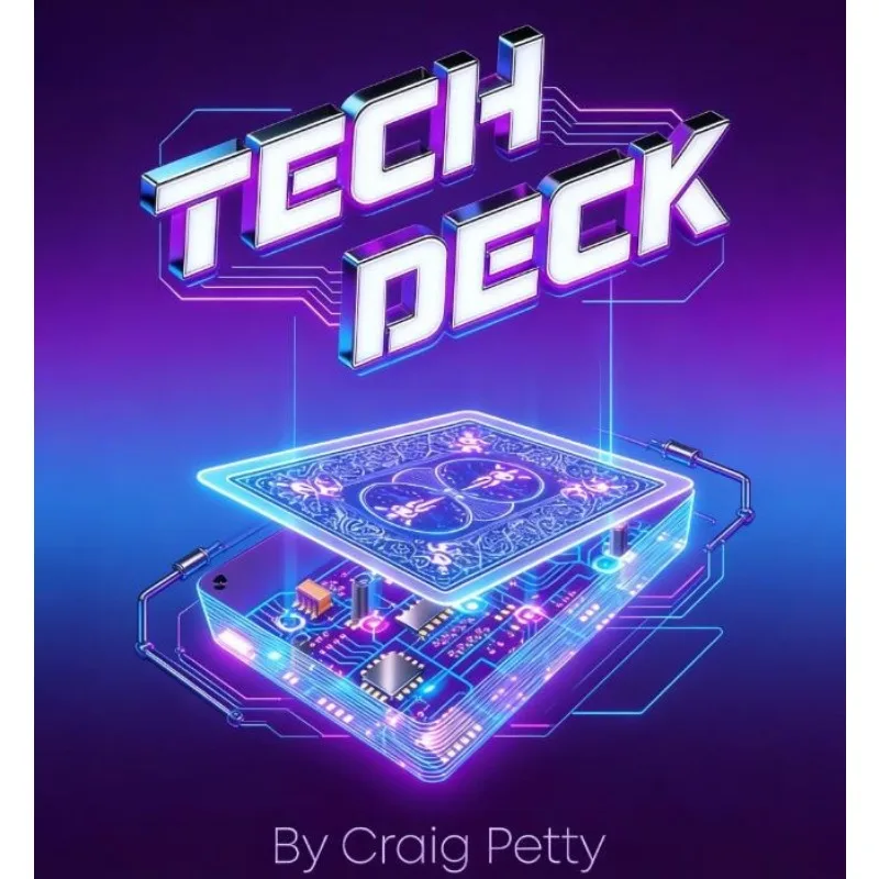

Колода карт Tech Deck от Крейга Питти для фокусов крупным планом: светящаяся LED-колода с синей светящейся платой, магический реквизит