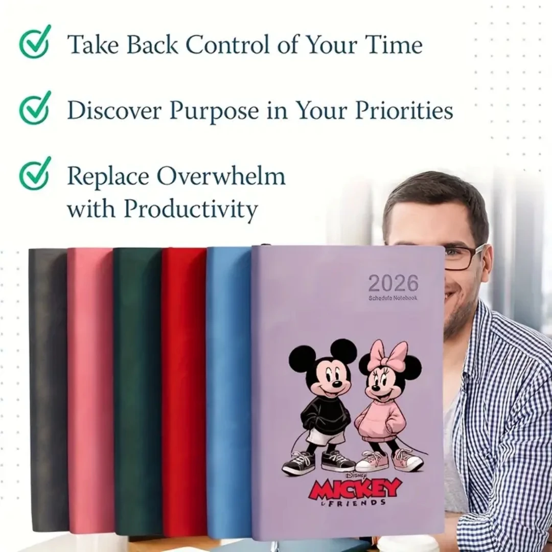 ديزني ستيتش 2026 تقويم ومخطط جديد للخطة اليومية دفتر التقويم ومسجل الانضباط الذاتي وإدارة الوقت 365 يومًا #3