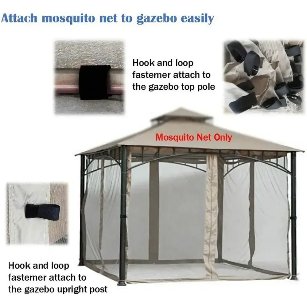 12x12 Replacement Mosquito Net for Gazebo with 4 Panels, No Side Walls Included