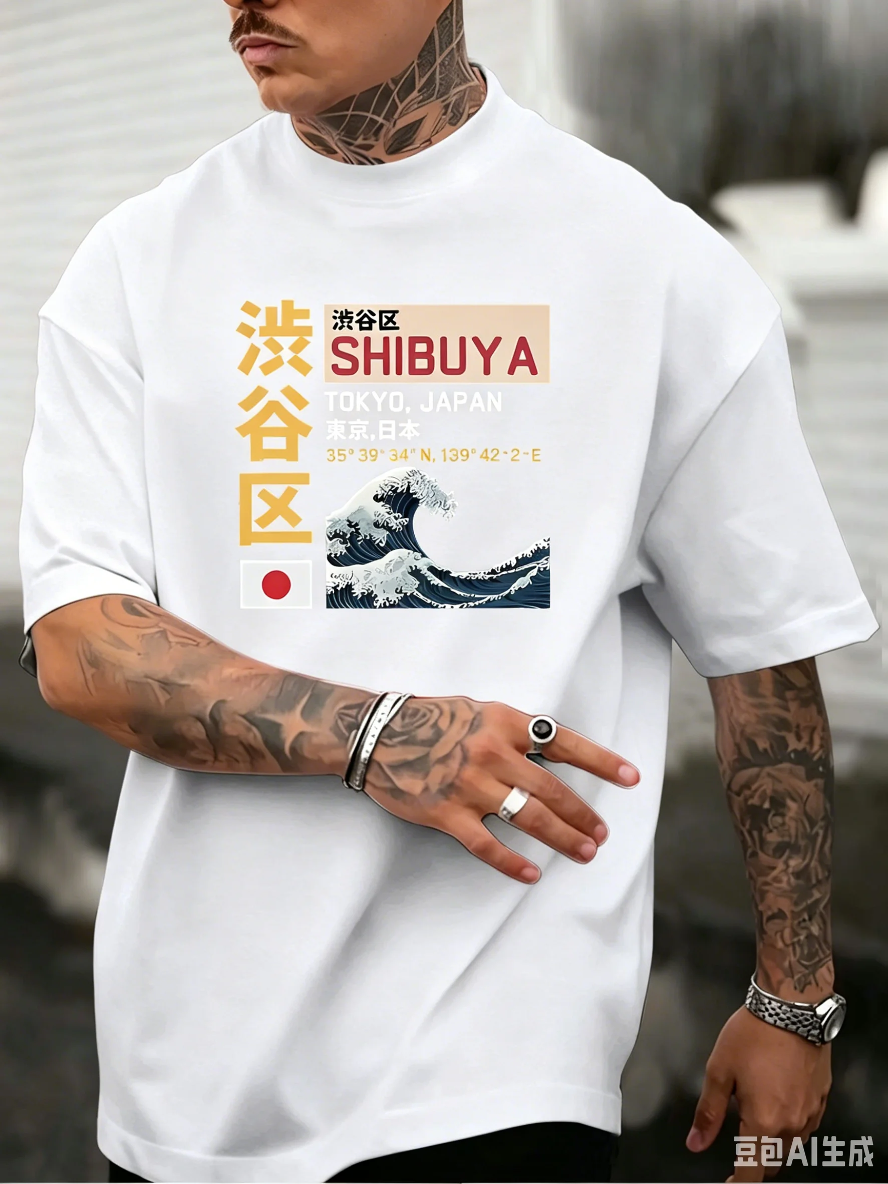 Street Fashion Shibuya - Summer Men's 100% Cotton Loose-Fitting Fashion