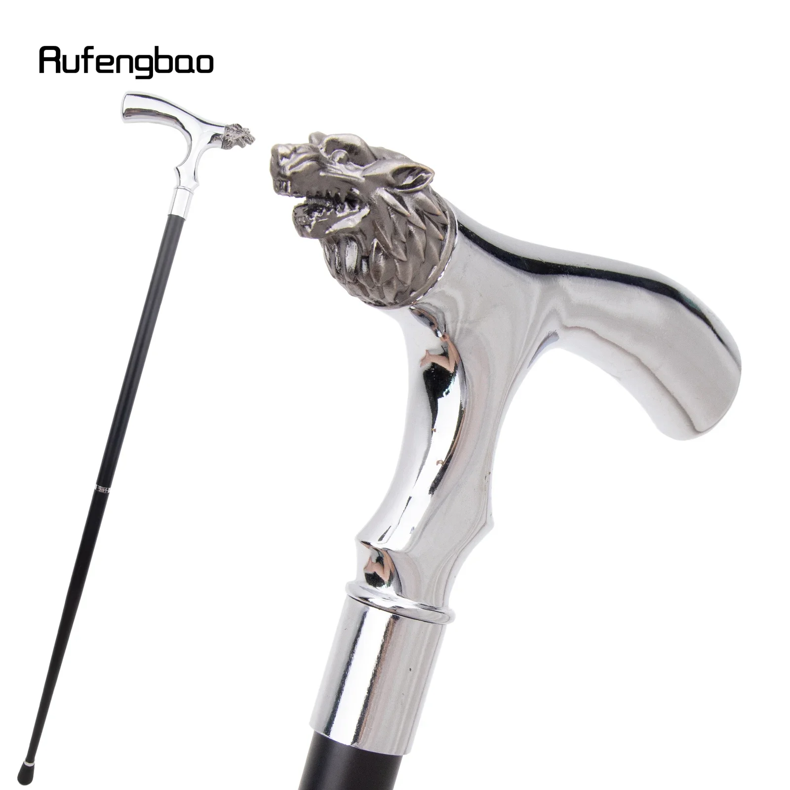 White Lion Head T Shape Walking Cane Fashion Decorative Walking Stick Gentleman Elegant Cosplay Cane Knob Crosier 93cm