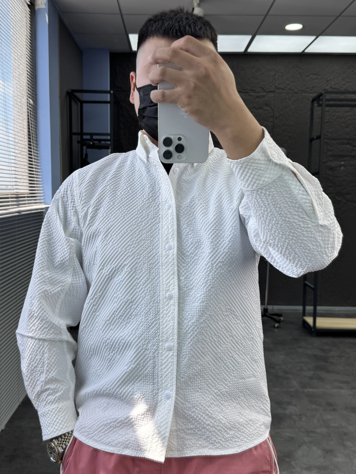 

Svip Casual Loose Long Sve Bubble irt Men's Comfortable Breathable Polyester Fiber Spring Autumn Faion Turn-down Collar