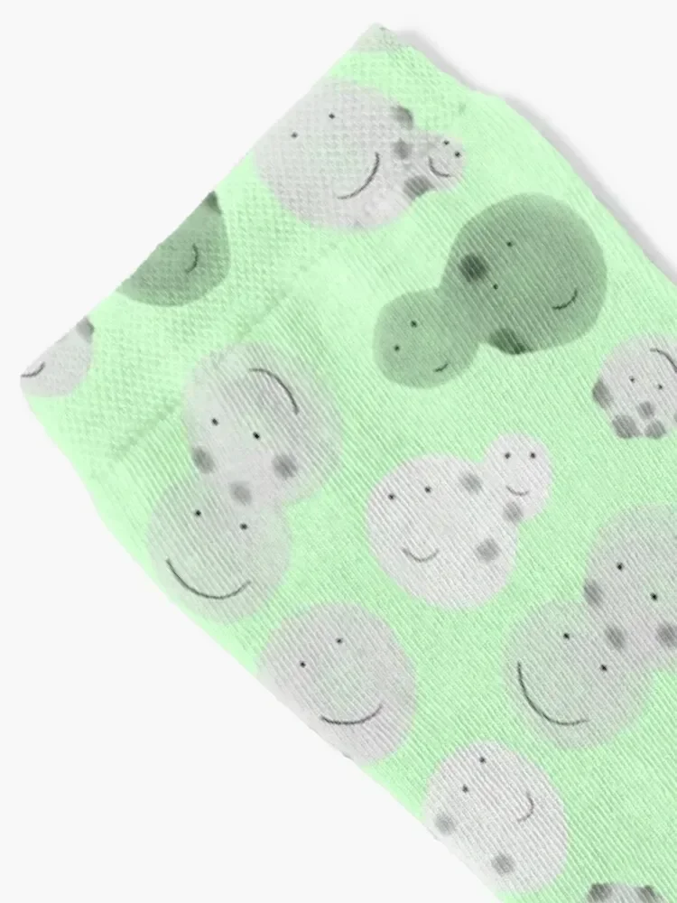 Cute Watercolor Baker's Yeast in Grey on Green Socks with print man short Boy Socks Women's