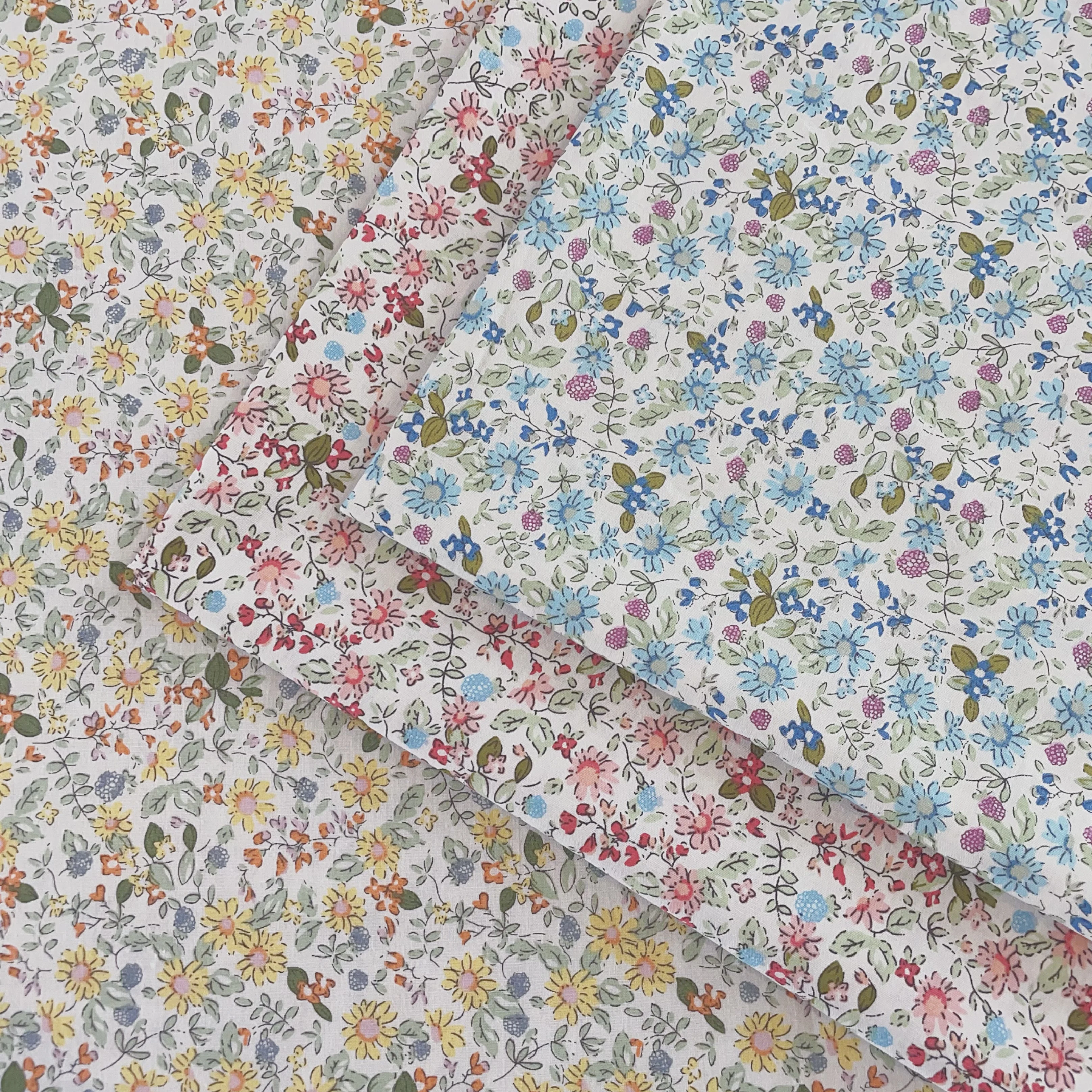Tela de algodón 100% Floral Vintage para vestido, Material de costura DIY, textil suave transpirable para ropa de verano, 0,5 m/1m/2m/3m/5m