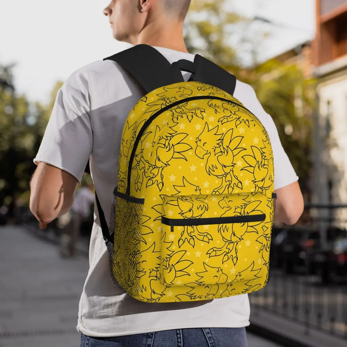 Cute Final Fantasy Chocobo Print Backpack Student BookBag Children School Bag Computer Shoulder Bags for Men Women