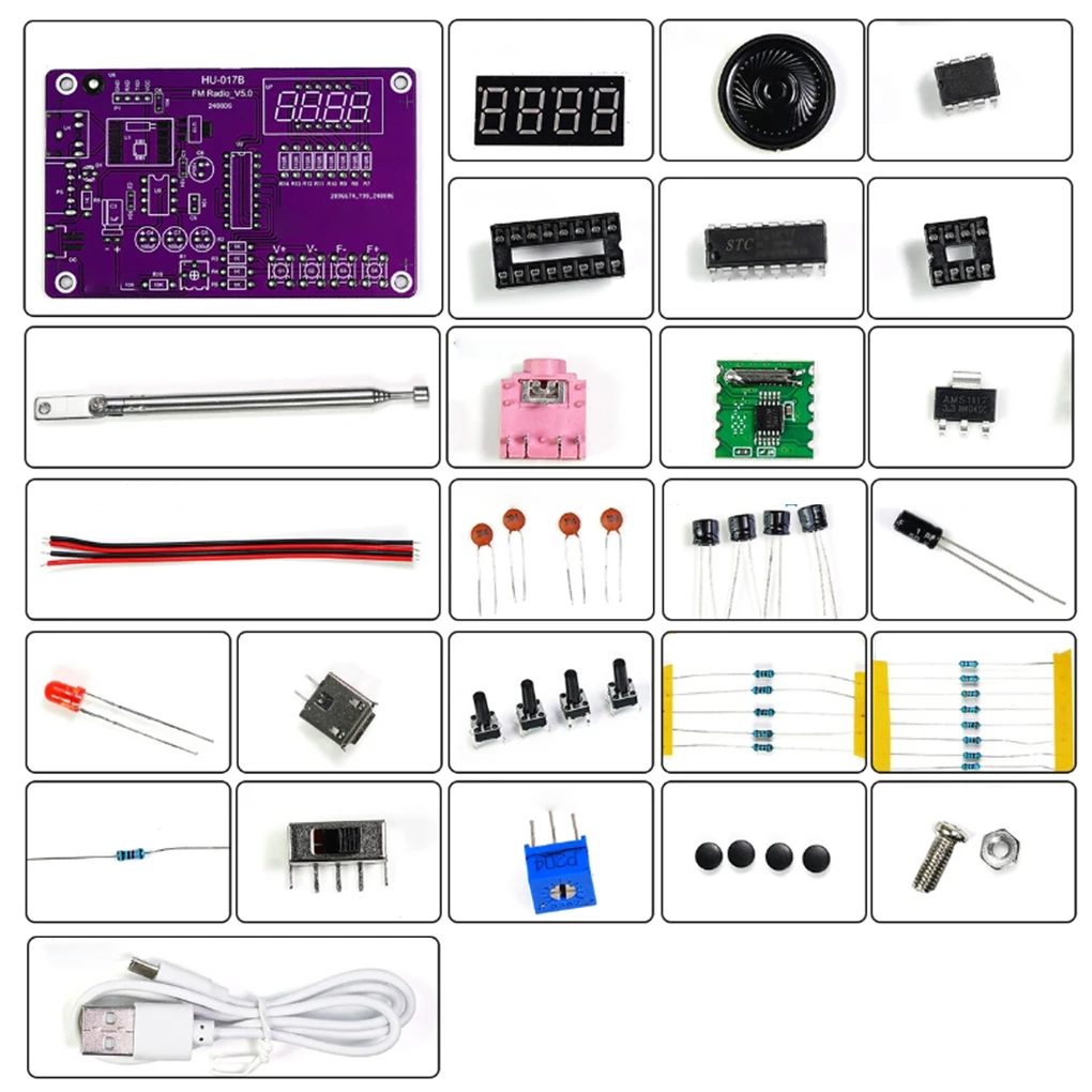 Kit electrónico de Radio FM DIY, frecuencia ajustable 87-108MHz, pantalla Digital, proyecto de soldadura DIY, práctica de soldadura RDA5807S