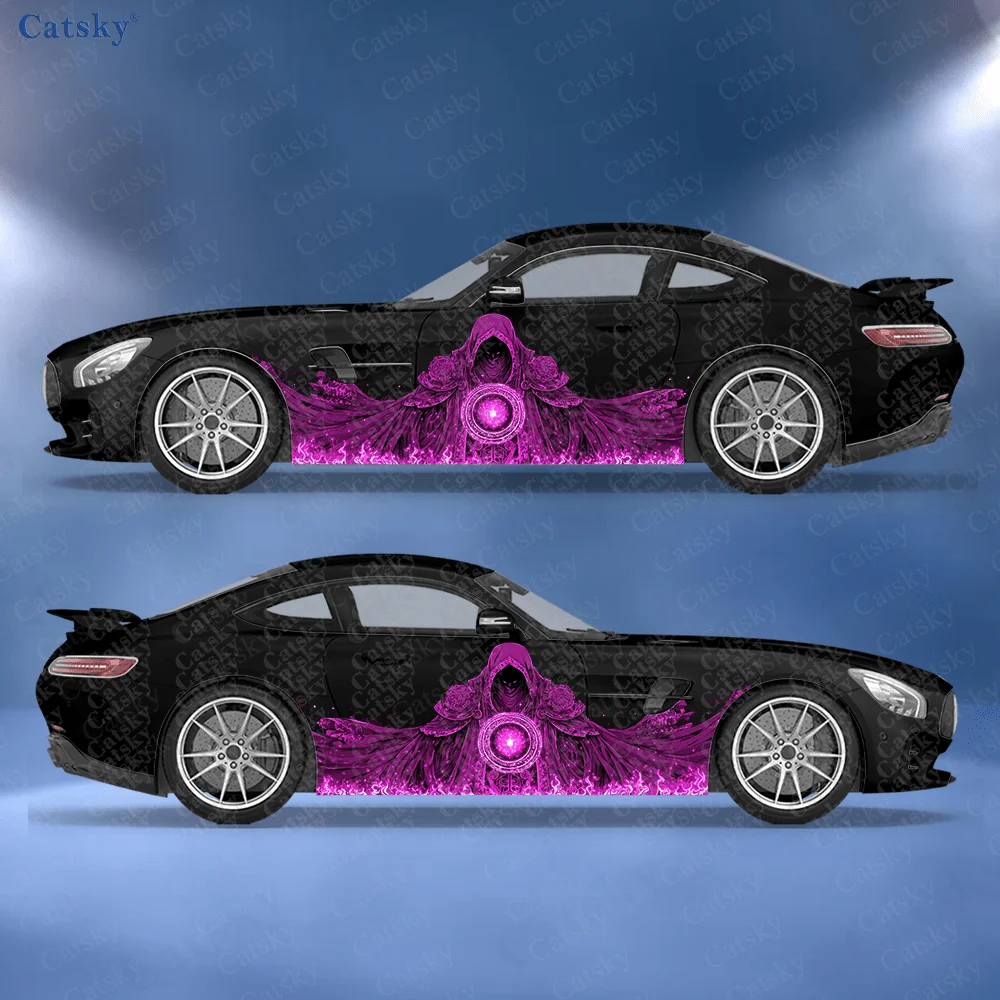 

2 шт. наклеек с темными магическими огненными узорами, подходят для автомобилей и грузовиков, прочные, устойчивые к выцветанию, легко устанавливаются и снимаются.