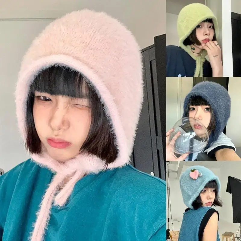 P88A الشتاء موضة محبوك قبعة التراص محبوك بونيه قبعات الهيب هوب لينة الدافئة قبعة صغيرة الشتاء هدية للنساء الفتيات #2