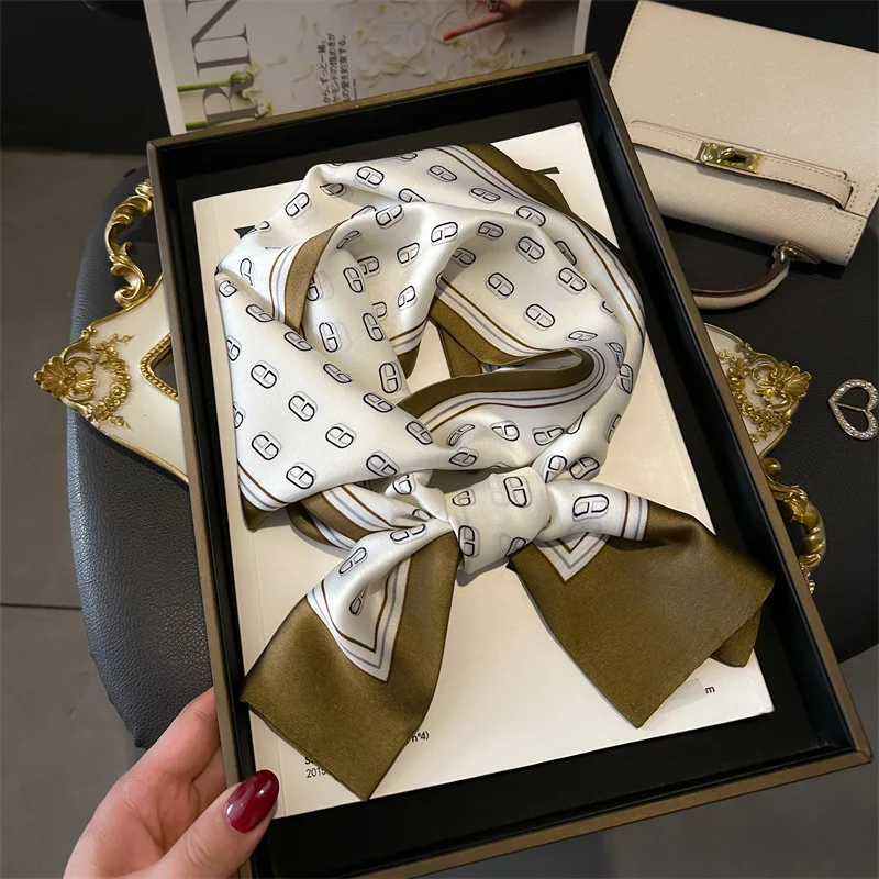 Luxury horse scarf, vintage ink style ribbon tie, packaging decoration neckerchief, small long hairband, women's narrow silk sca