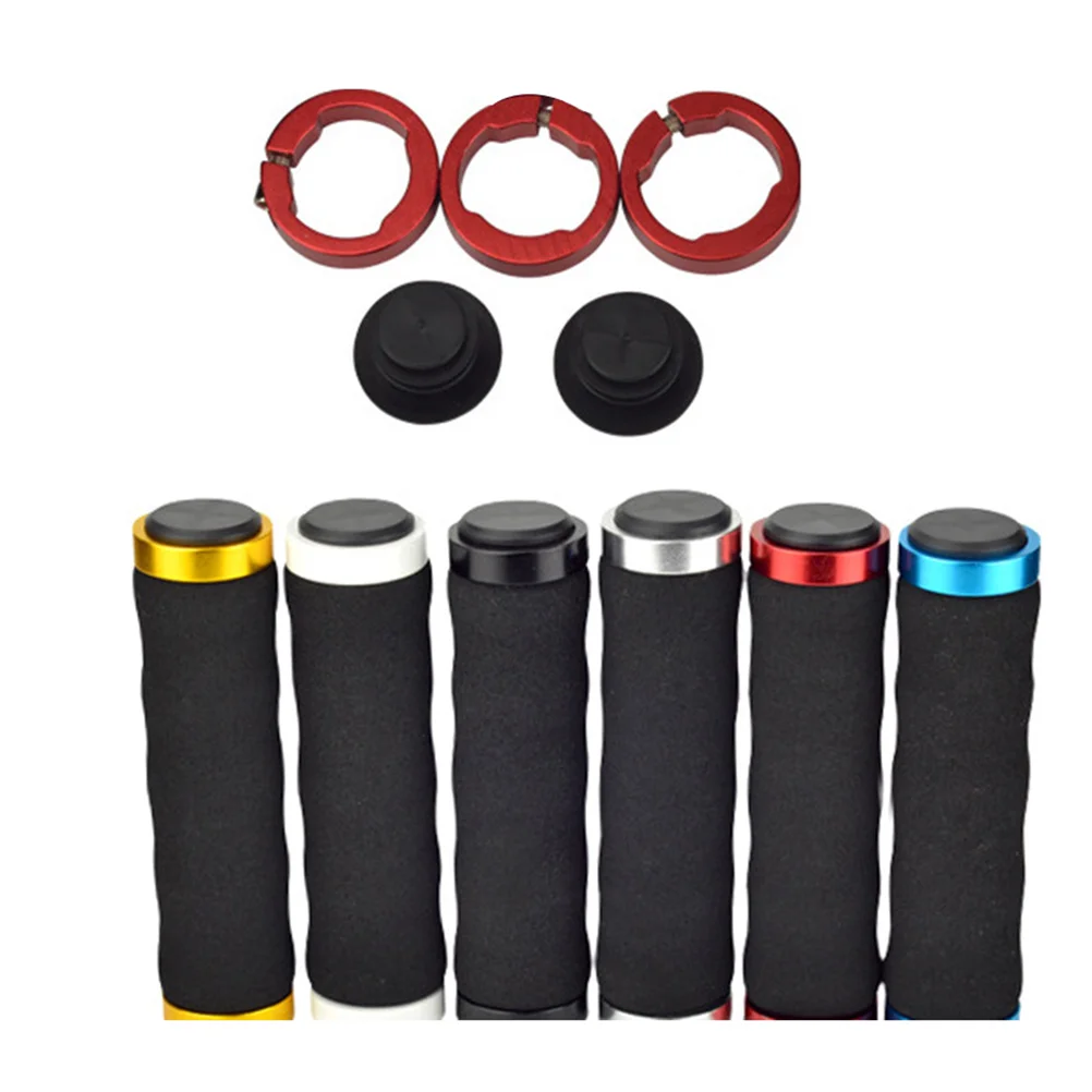 A Pair of Bike Handlebar Grips Black Double Aluminum Alloy Ergonomic Shock Absorbing Non Slip Foam Grip