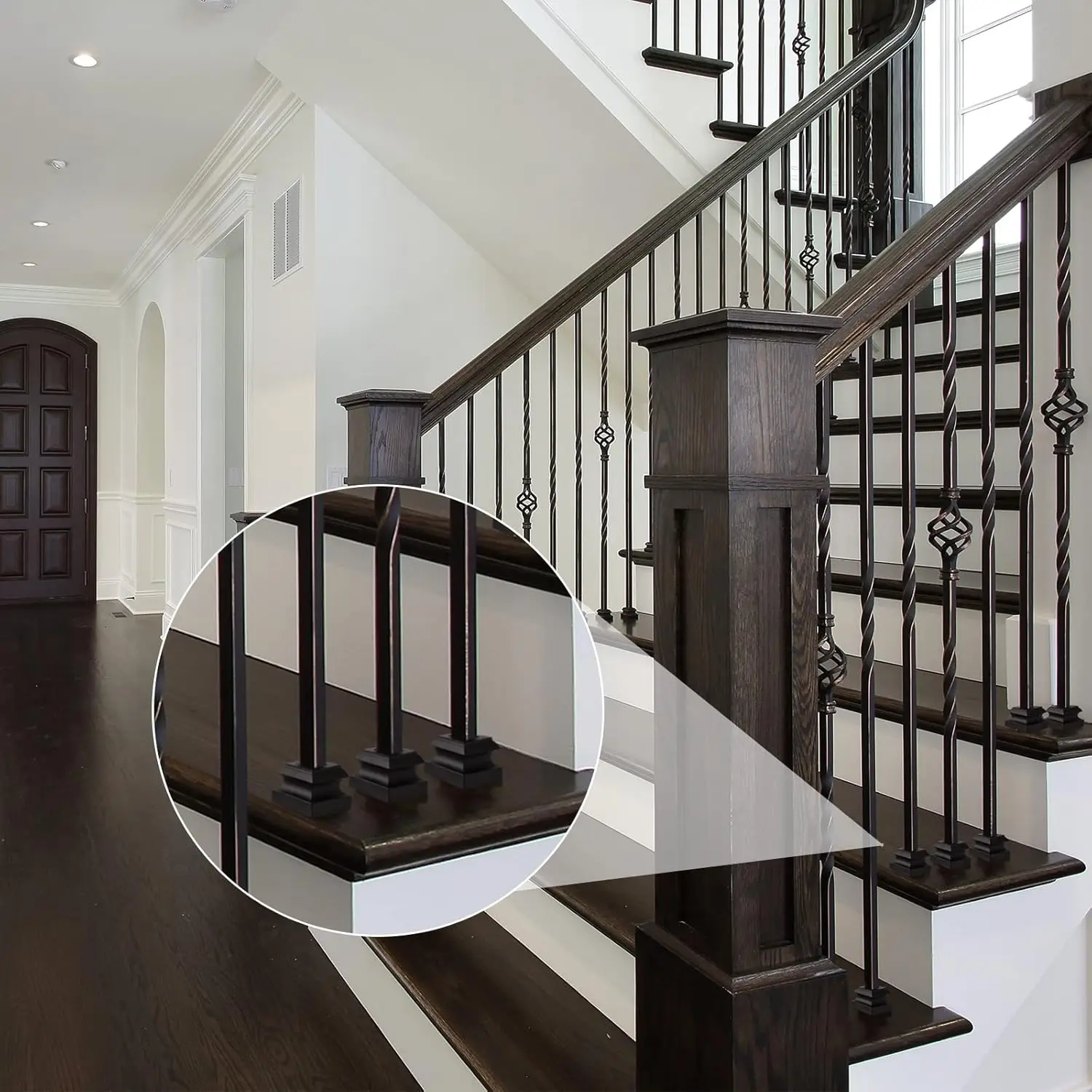 أحذية الدرابزين الحديدي درج حذاء مسطح مع المسمار ل 1/2 بوصة مربع التمرير سلة تويست المفصل الدرج الدرابزين المغزل المعدني #4