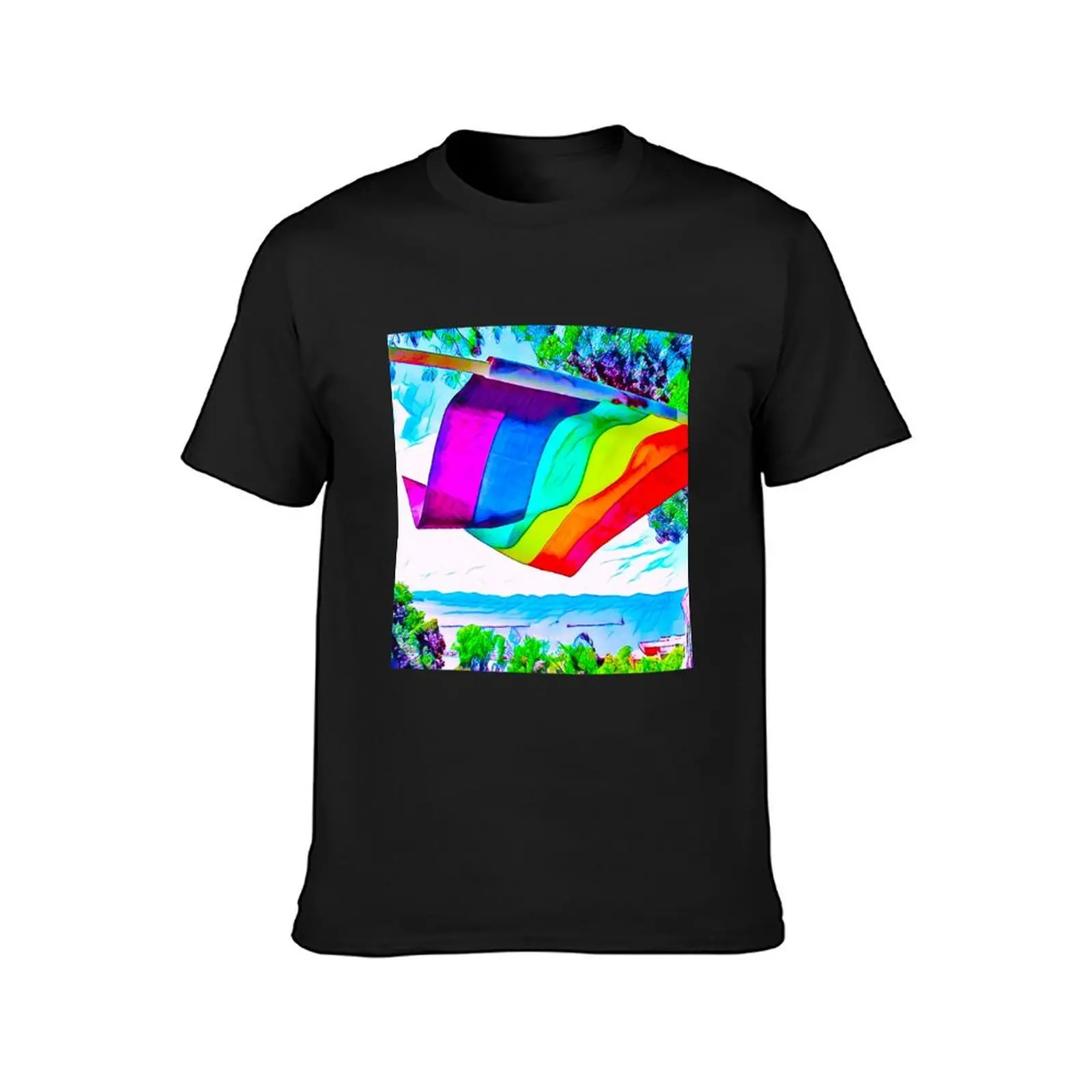 Vermont Rainbow Pride Flag Near Lake Champlain T-Shirt sublime graphics aesthetic clothes fitted t shirts for men