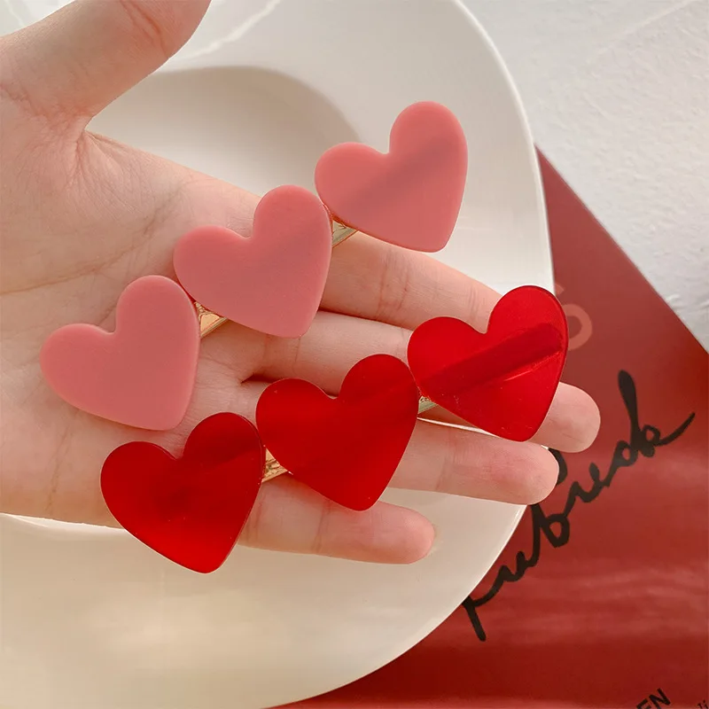 Rote Liebes-Haarnadel, niedlicher Clip für Pony und abstehendes Haar, seitlicher Entenschnabel-Haarspange, sanfter Haarschmuck – Detail 5