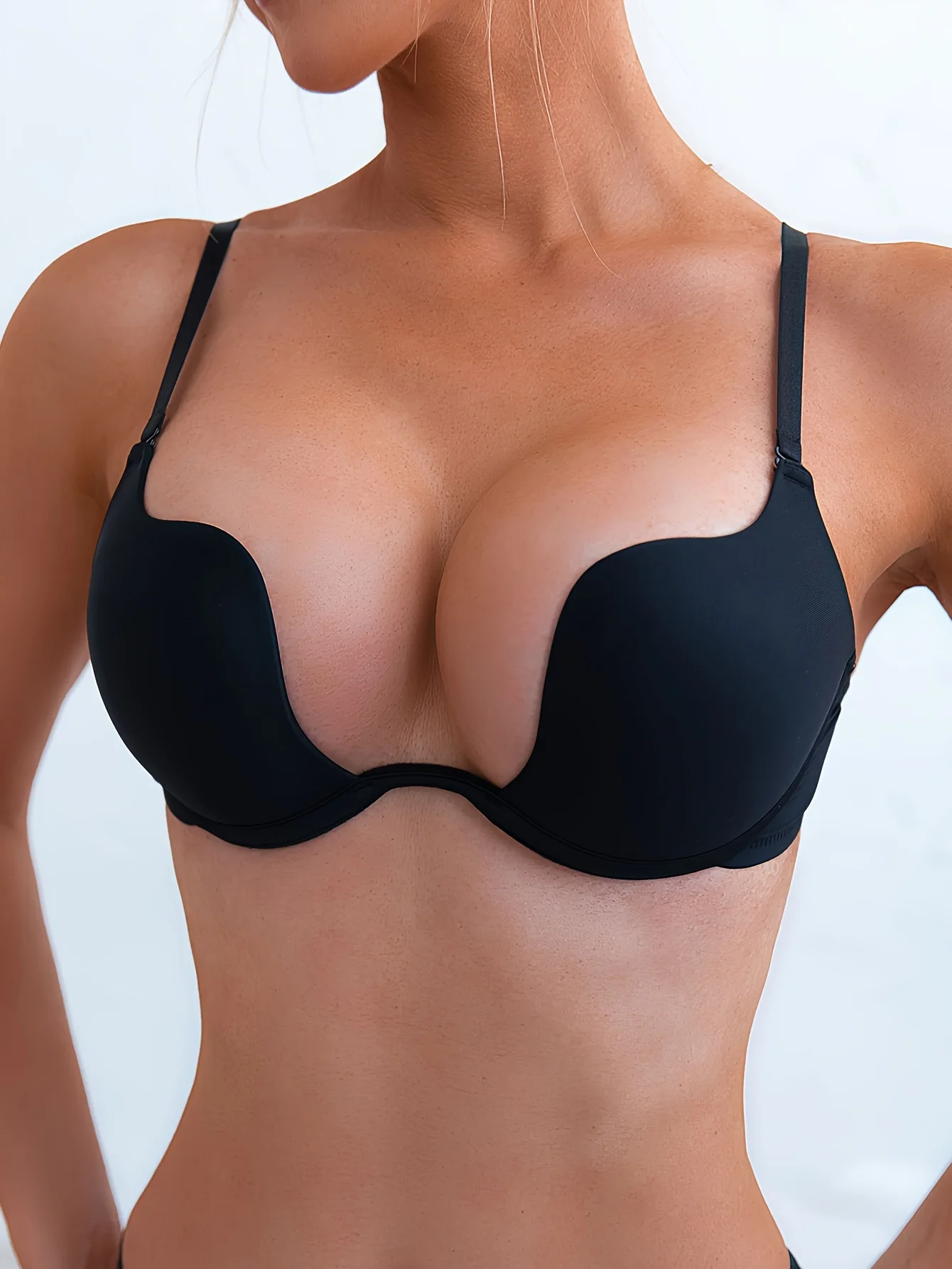 Bra Push-Up Seksi Modis Bentuk U Multi-Fungsi Bralette Tanpa Tali Belakang Tak Terlihat Kawat Penyangga Berbusa Lingerie
