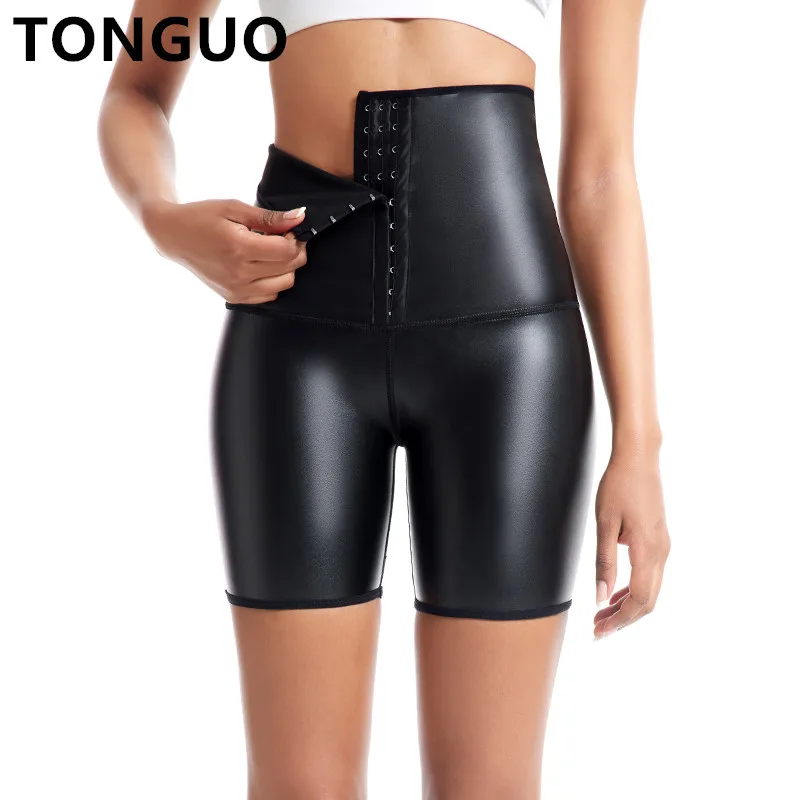 Women Leather Shapewear High Waist Trainer Panties Slimming Sheath Tummy Control Hip Butt Lifter Shorts Ladies 3Hook Body Shaper