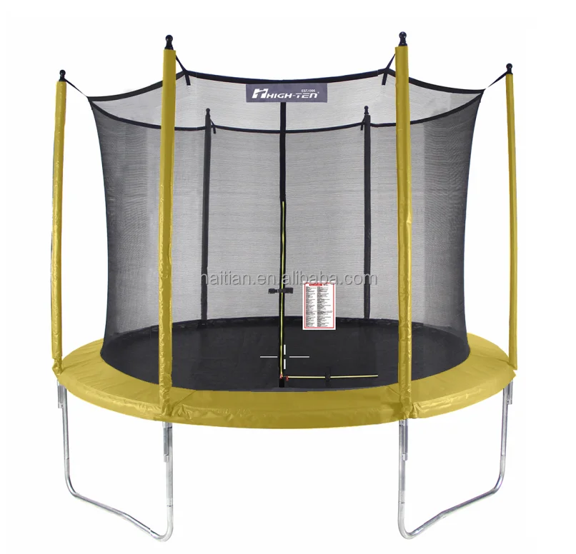 

10 Ft Children Trampoline with Color Frame Pad Straight Safety Net Pole Round Trampoline