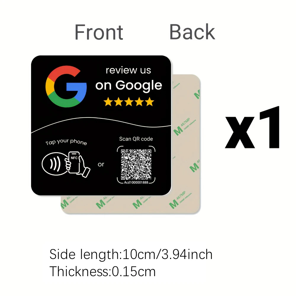 NTAG215 Programmierbare NFC-Standkarte, editierbar, 13,56 MHz, QR-Code, Google-Bewertung, quadratische Tisch-Display-Karte für Unternehmen