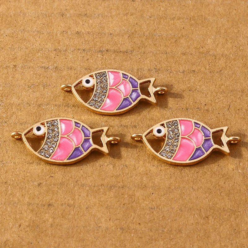 10pcs Cute Enamel Fish Charm Pendants for Necklace Earrings DIY Bracelet Handmade Jewelry Making Accessories Supplies